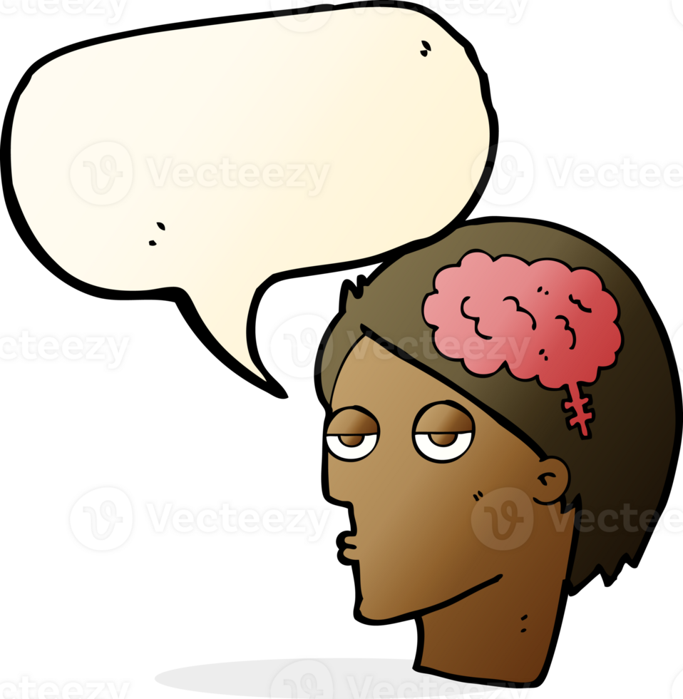 cartoon head with brain symbol with speech bubble png