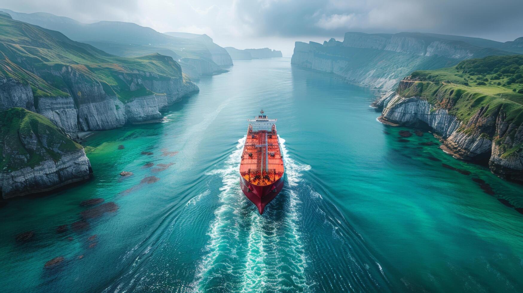 ai generado grande barco navegación en abierto agua foto