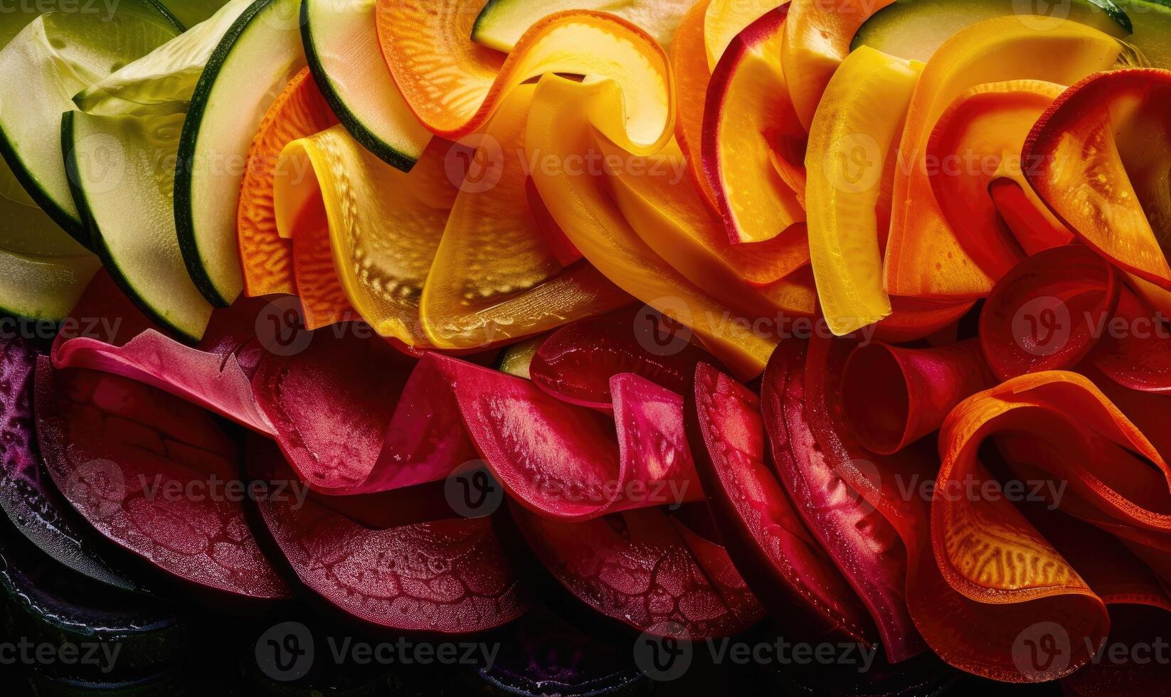 AI generated Slices of beets and zucchini in the shape of a flower photo
