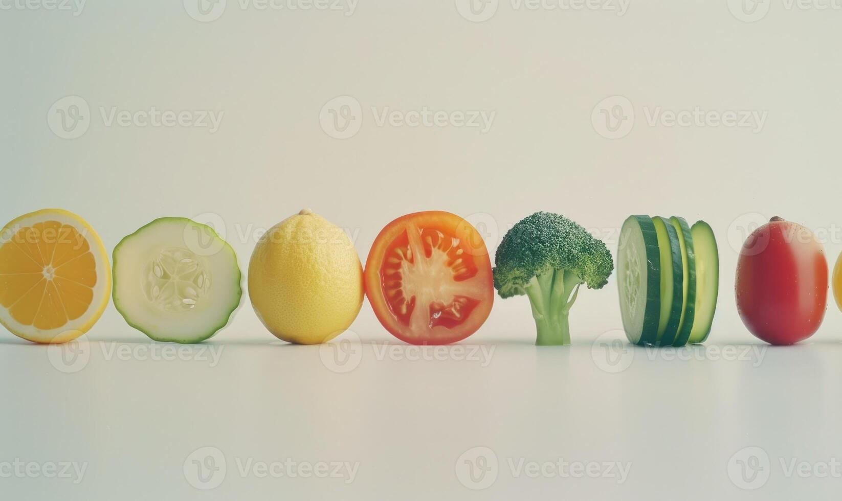 AI generated Vegetables on a white background. Concept of healthy eating. photo