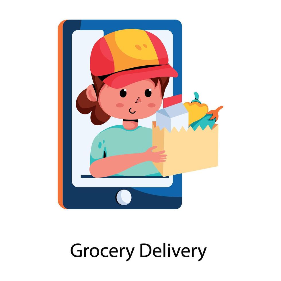 Trendy Grocery Delivery vector