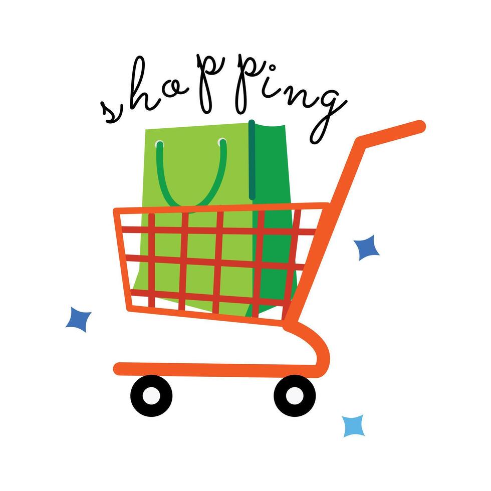 Trendy Shopping Trolley vector