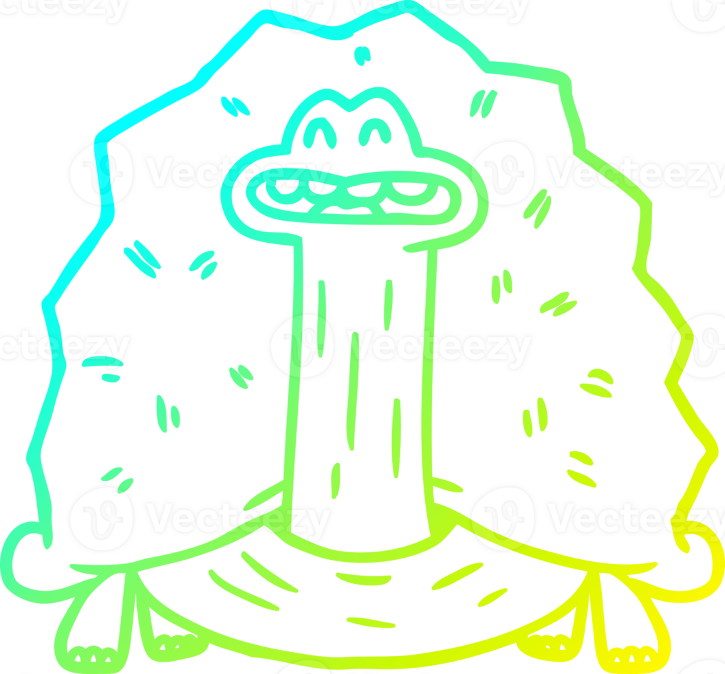 cold gradient line drawing of a funny cartoon turtle png