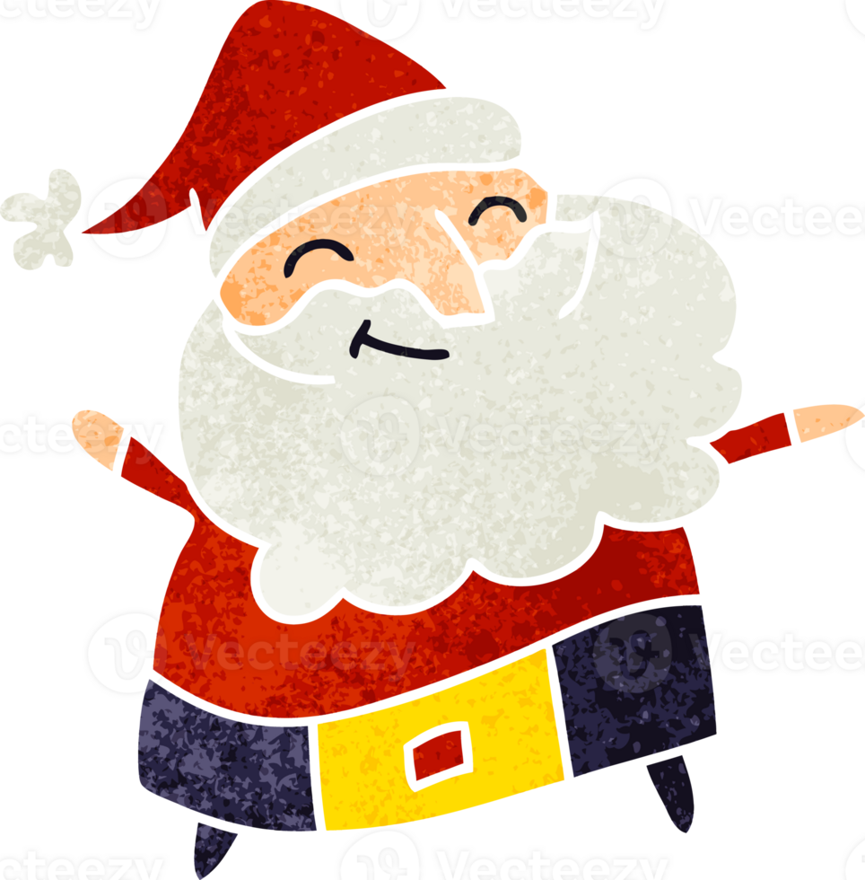 hand drawn retro cartoon of a jolly father christmas png