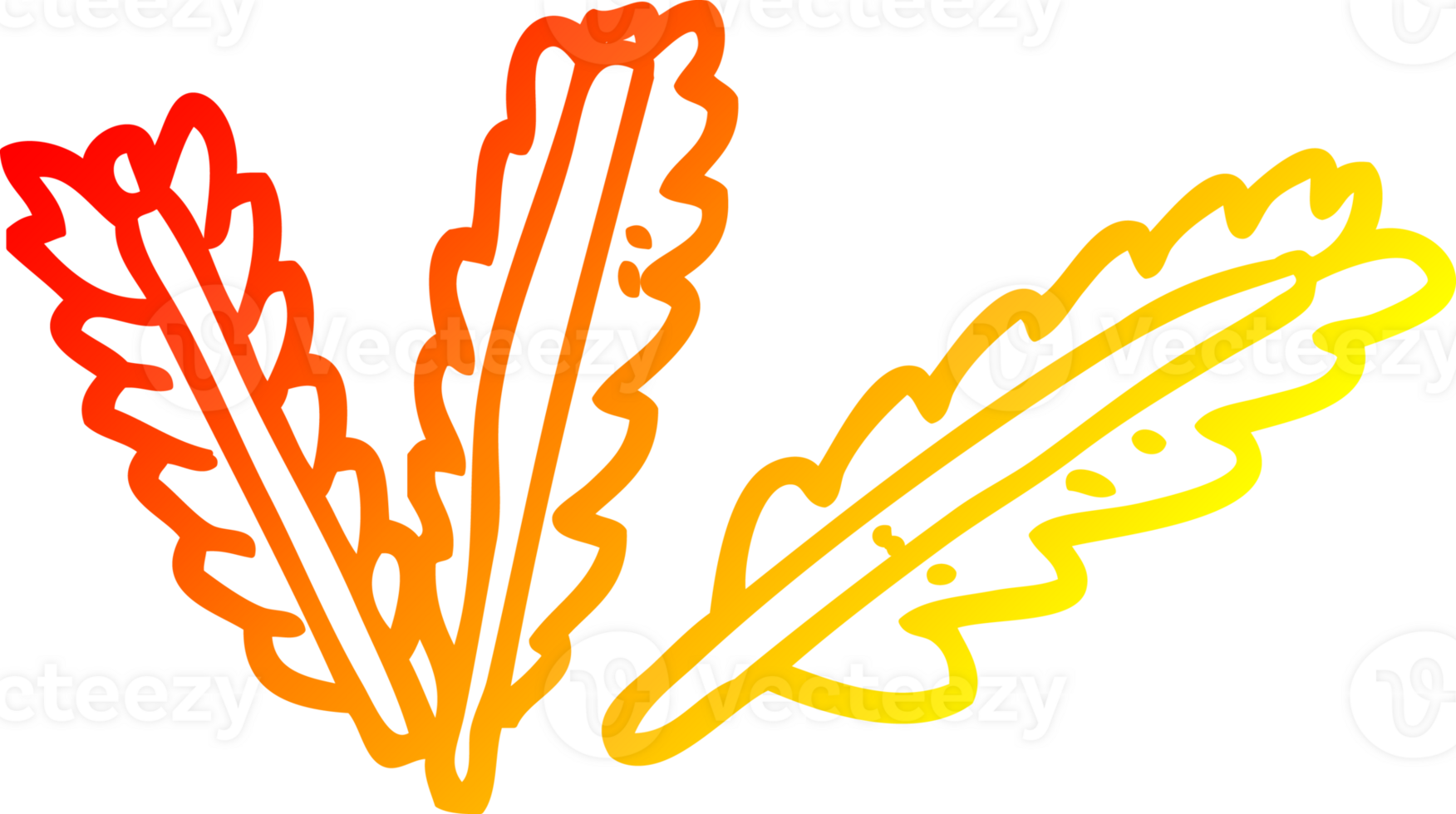 warm gradient line drawing of a cartoon scattered leaves png