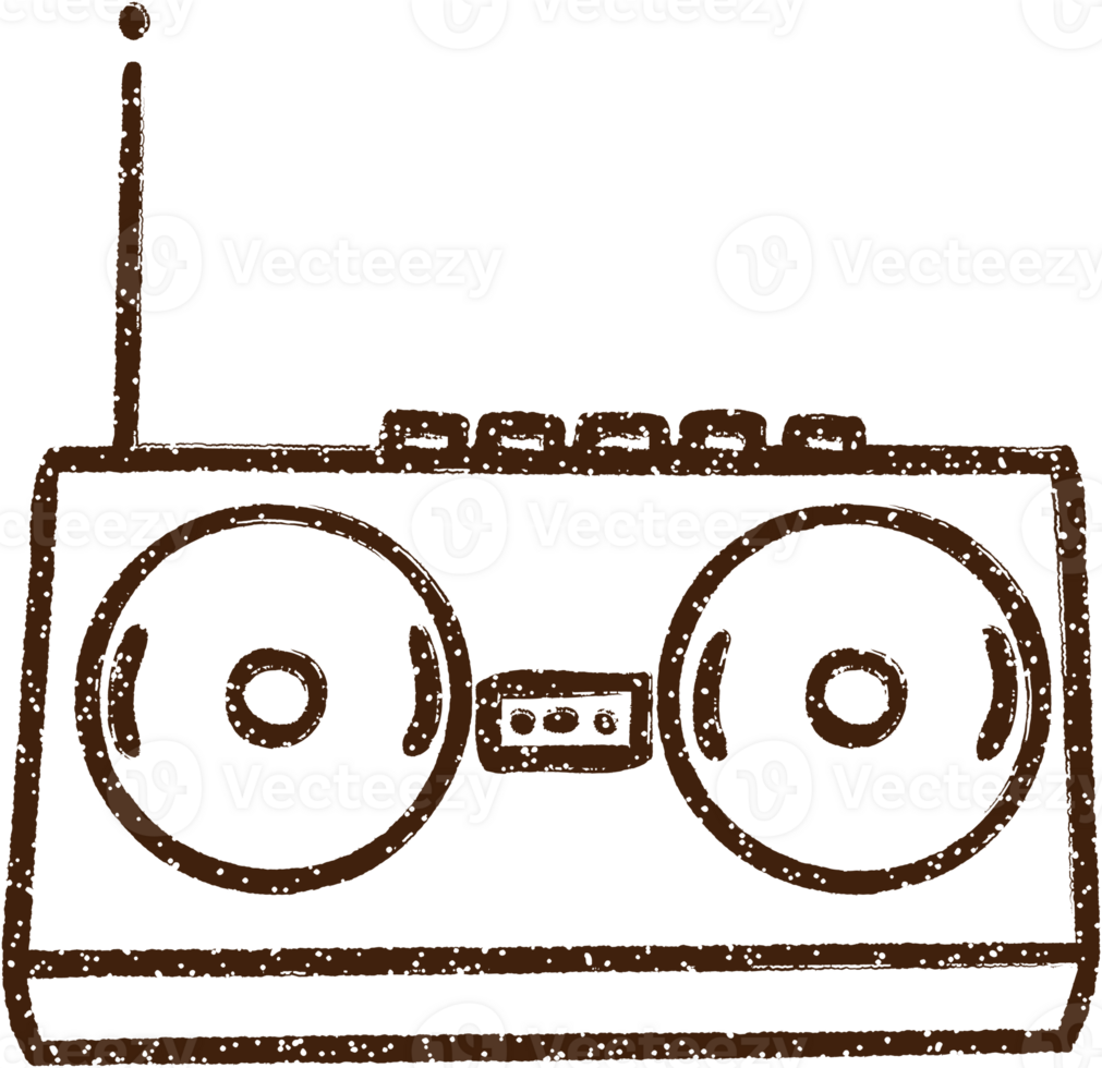 Retro Radio Charcoal Drawing png