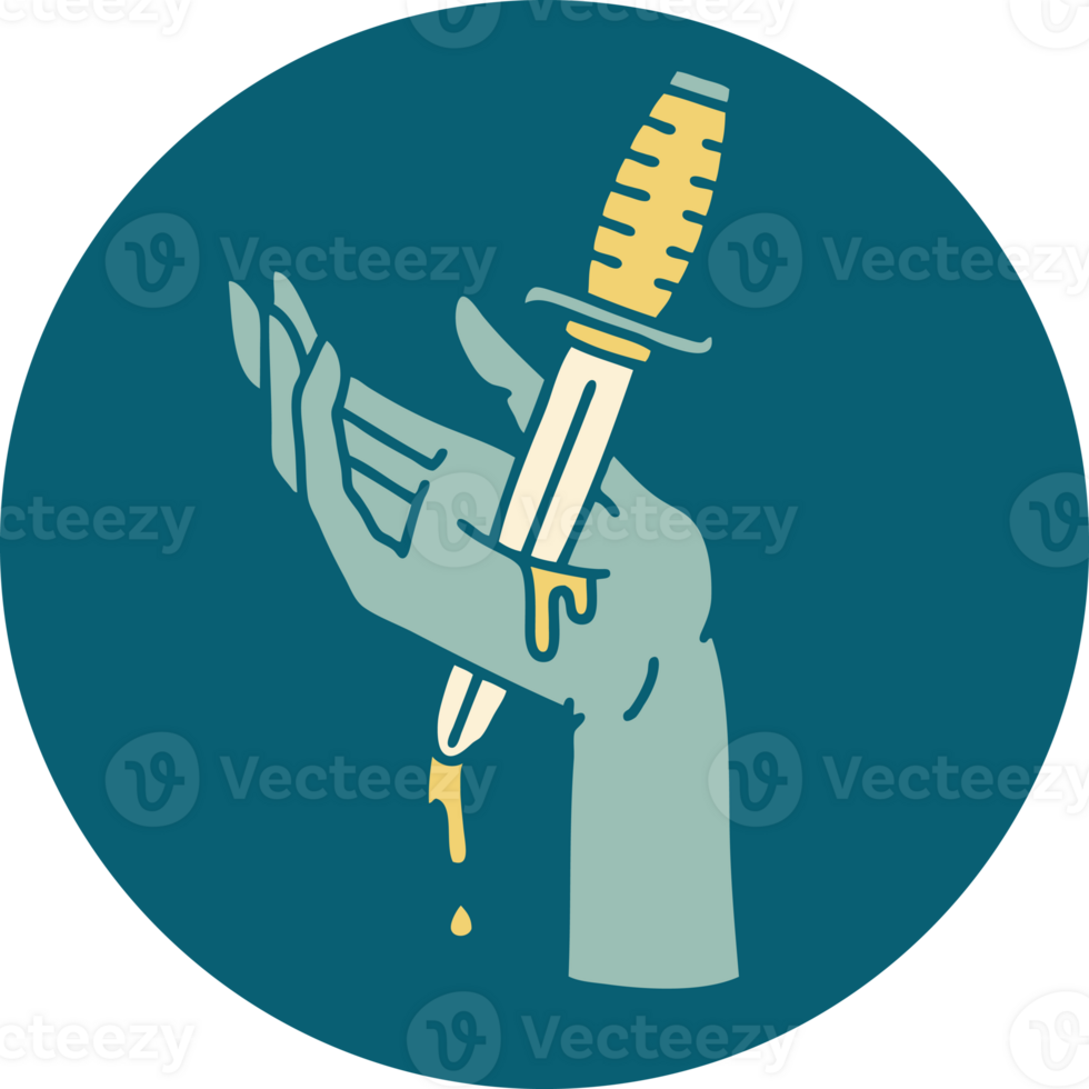 iconic tattoo style image of a dagger in the hand png