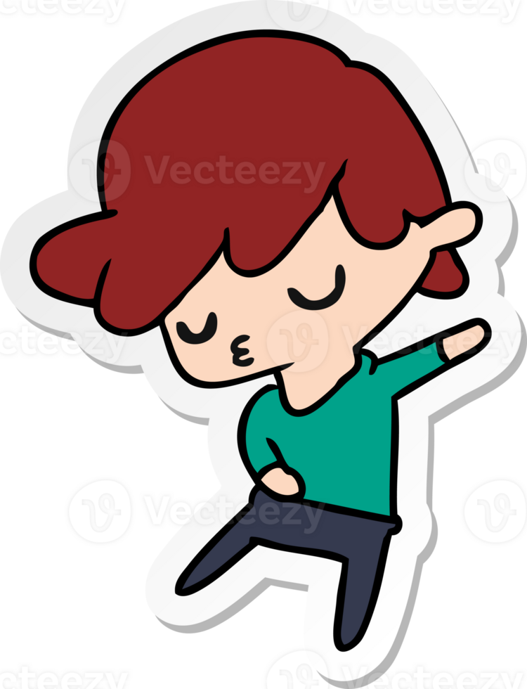 hand drawn sticker cartoon of kawaii cute boy png