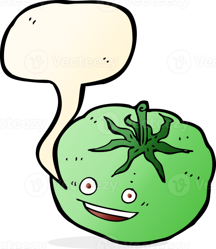 cartoon green tomato with speech bubble png