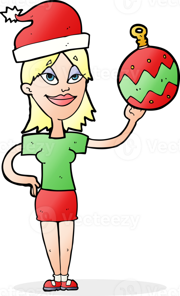 cartoon woman ready for christmas png