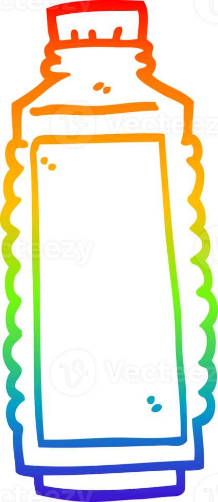 rainbow gradient line drawing of a cartoon drinks bottle png