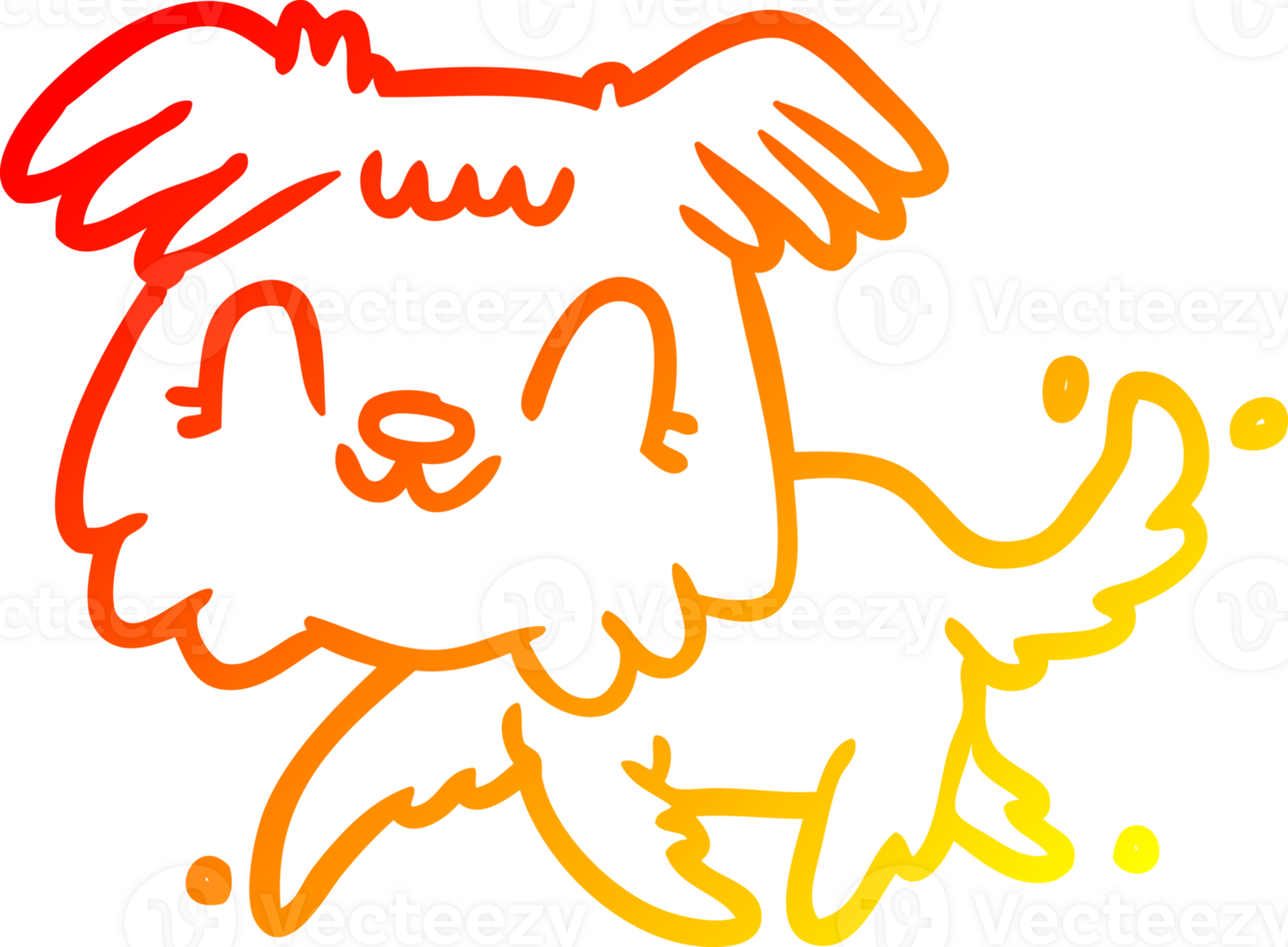 warm gradient line drawing of a little dog png