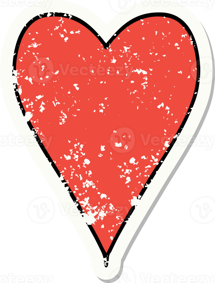 distressed sticker tattoo in traditional style of a heart png