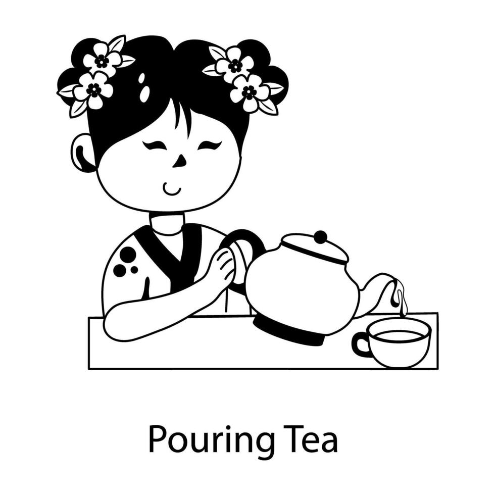 Trendy Pouring Tea vector