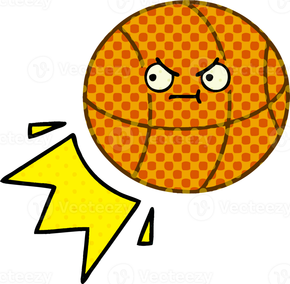 comic book style cartoon of a basketball png