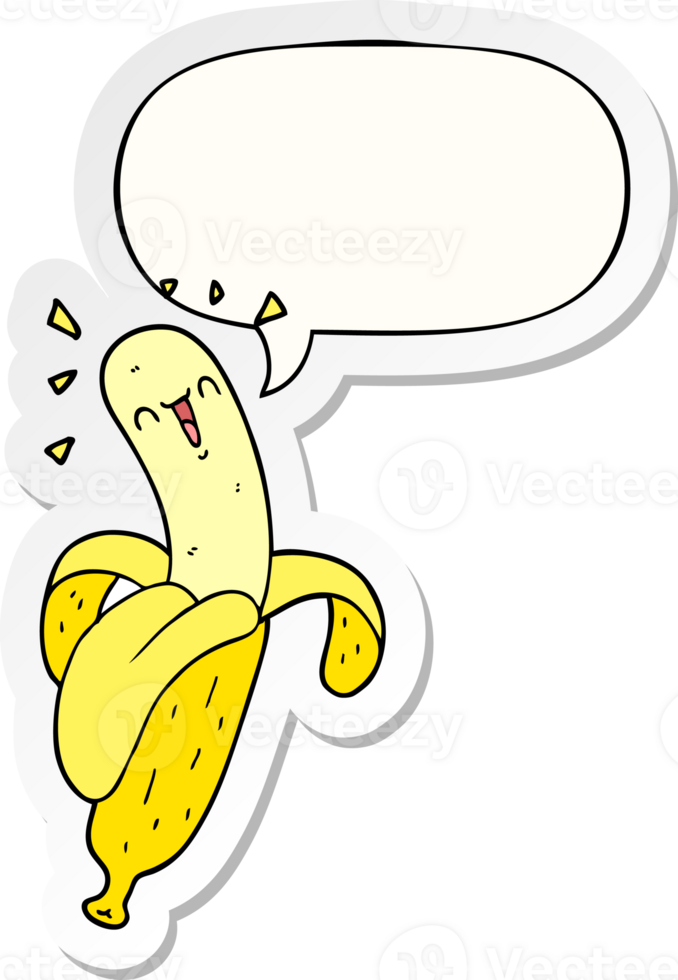 cartoon banana with speech bubble sticker png