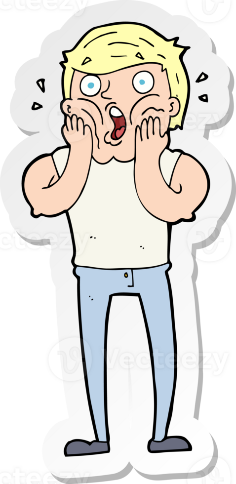 sticker of a cartoon gasping man png