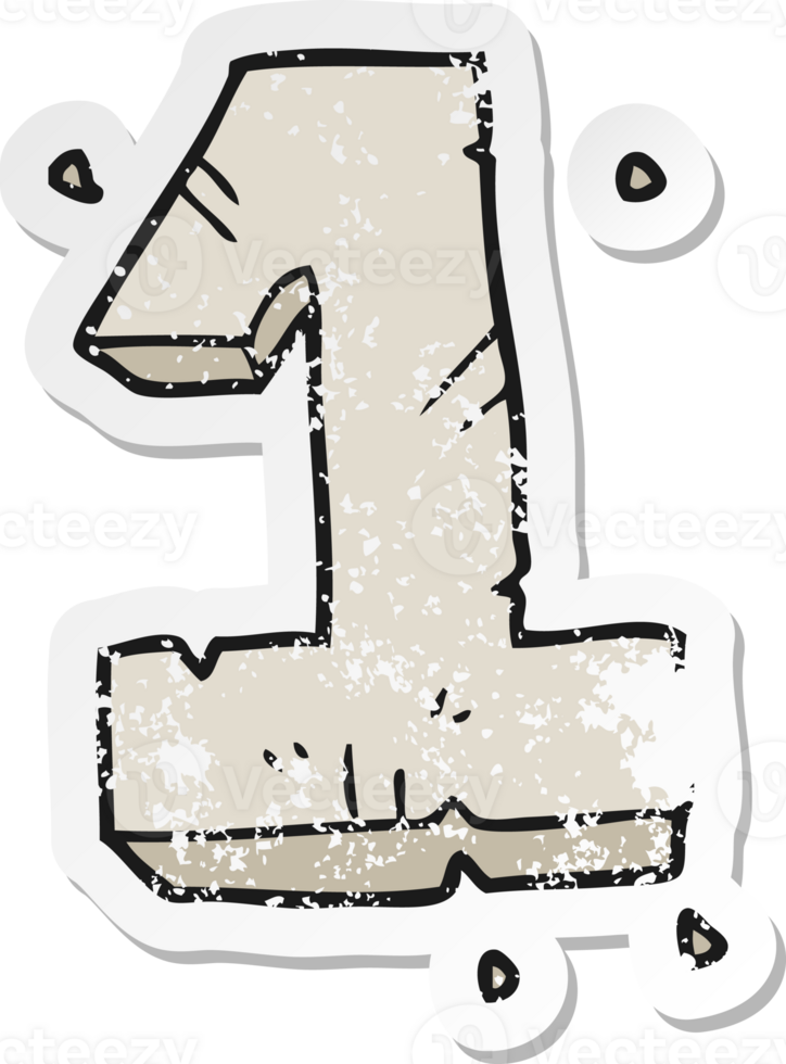 retro distressed sticker of a cartoon stone number one png