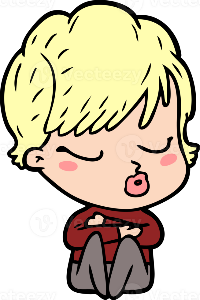cartoon woman with eyes shut png