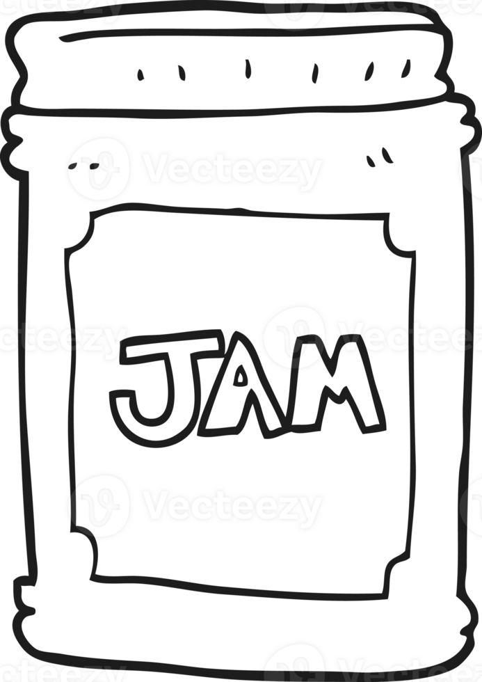 hand drawn black and white cartoon jam jar png