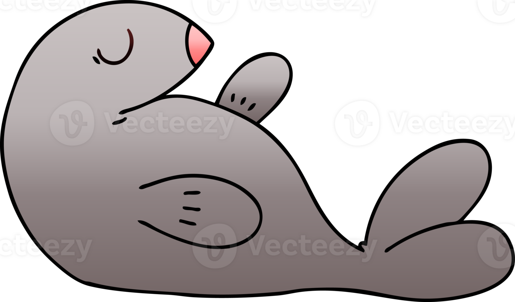 gradient shaded quirky cartoon seal png