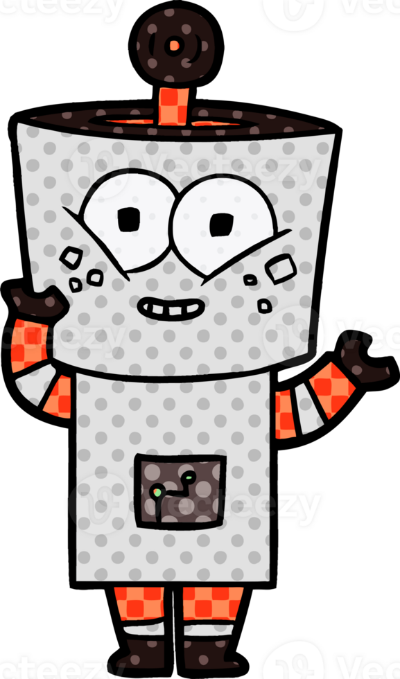 happy cartoon robot waving hello png