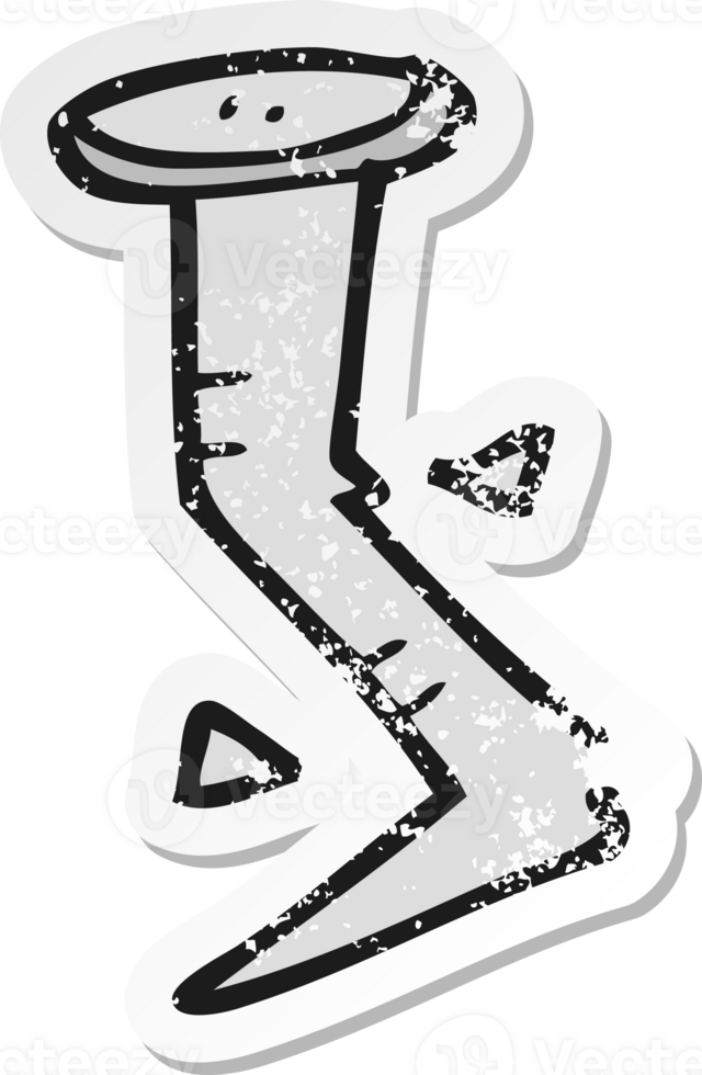 retro distressed sticker of a cartoon bent nail png