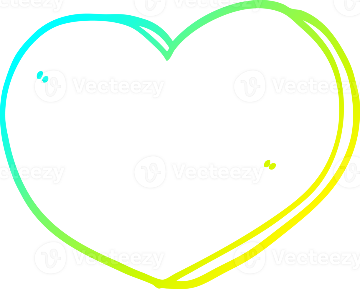cold gradient line drawing of a cartoon love heart png