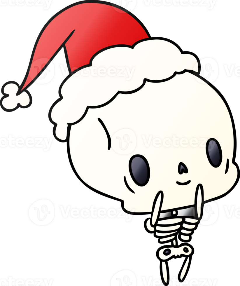 hand drawn christmas gradient cartoon of kawaii skeleton png