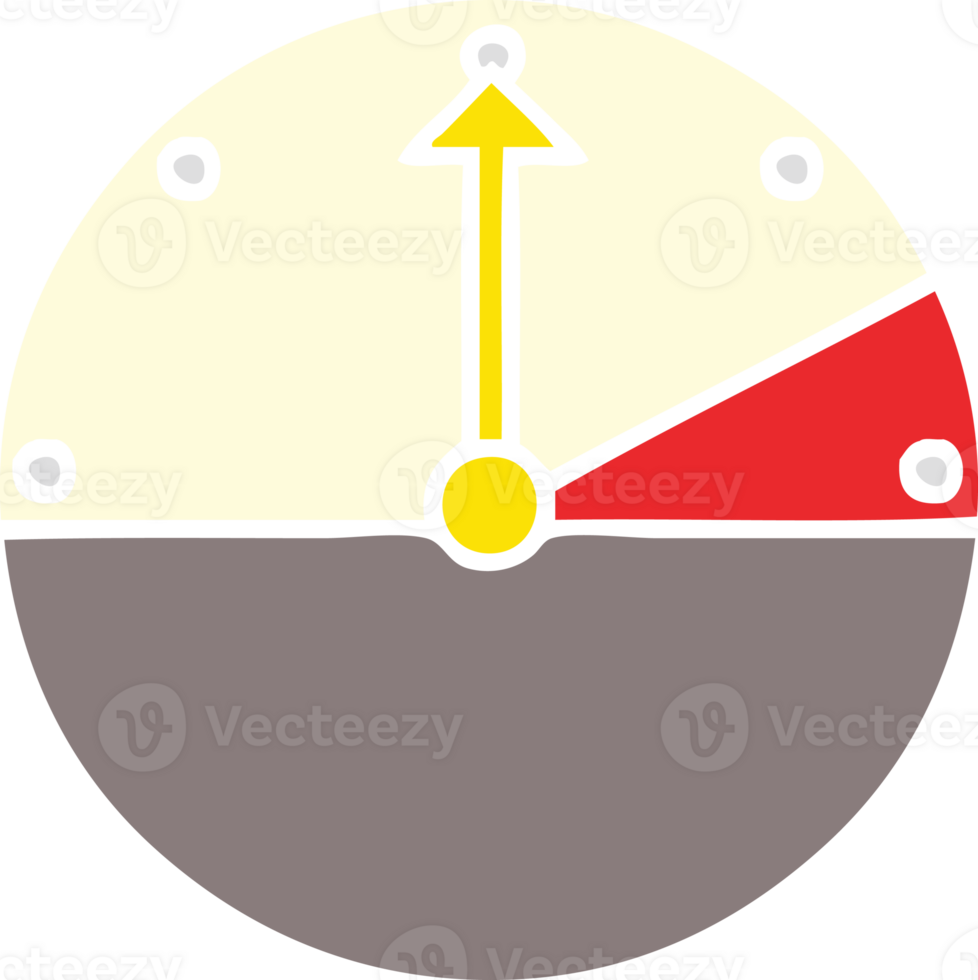 flat color retro cartoon of a speedometer png
