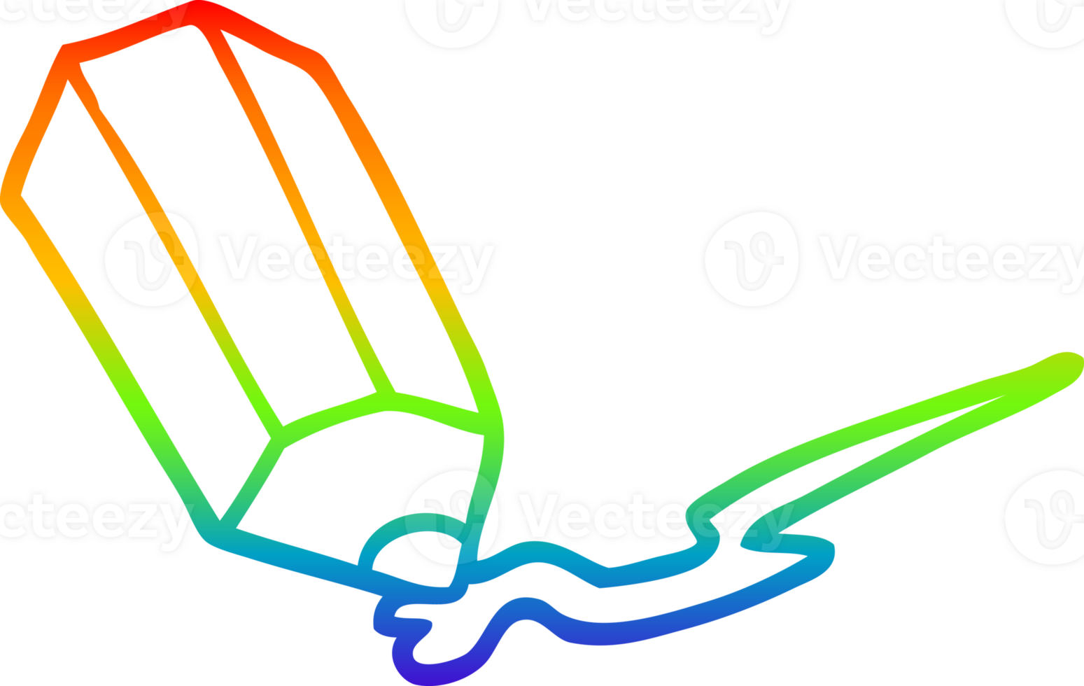 rainbow gradient line drawing of a cartoon pencil png