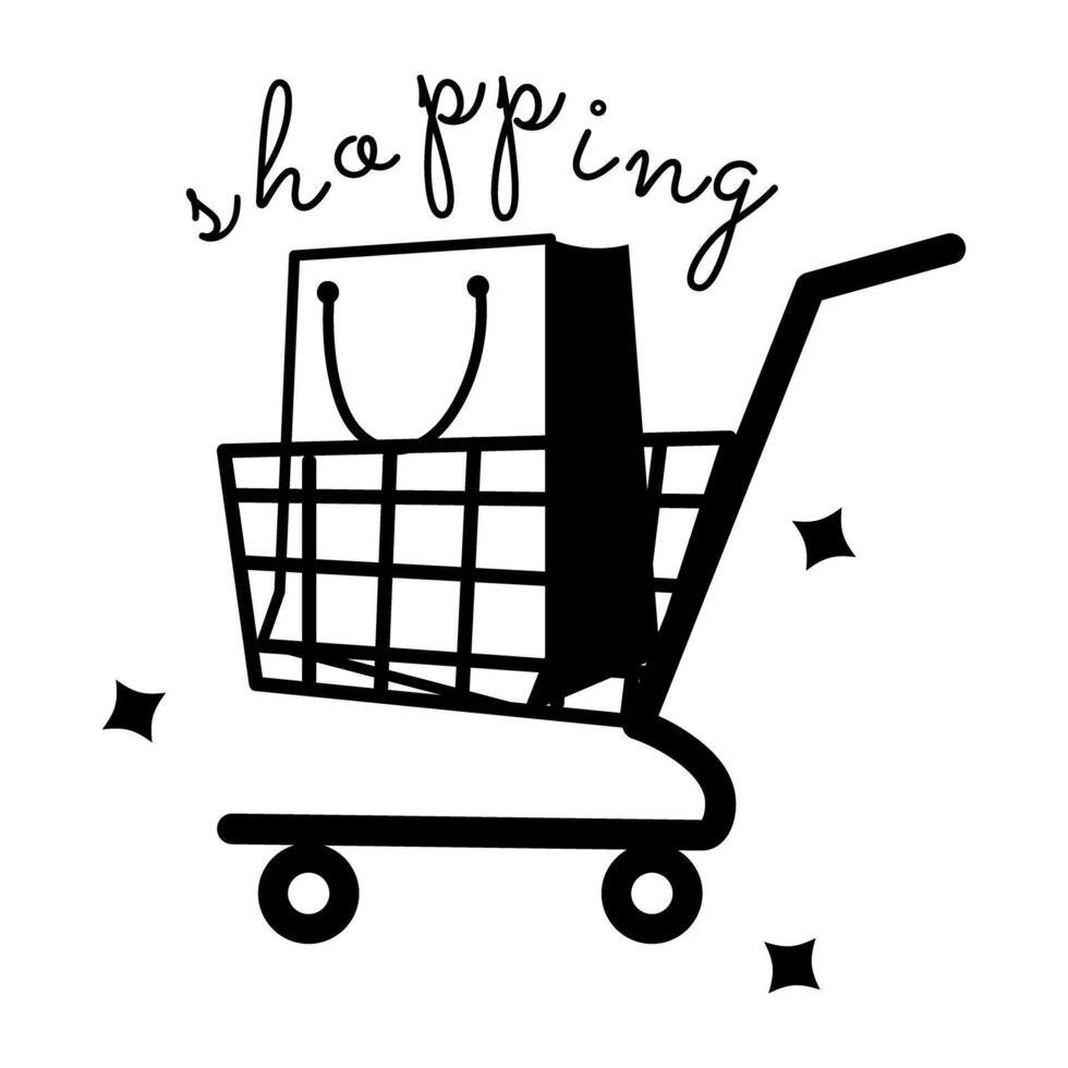 Trendy Shopping Trolley vector