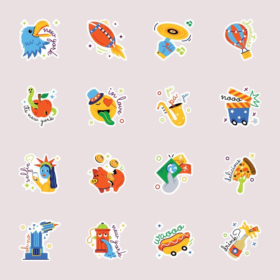 Set of Typographic American Flat Stickers vector