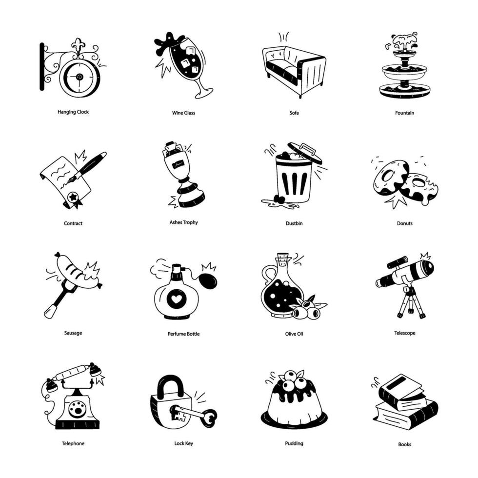 Set of London Elements Doodle Icons vector