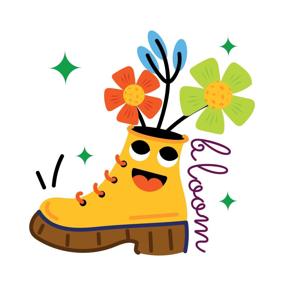 Trendy Flower Boot vector