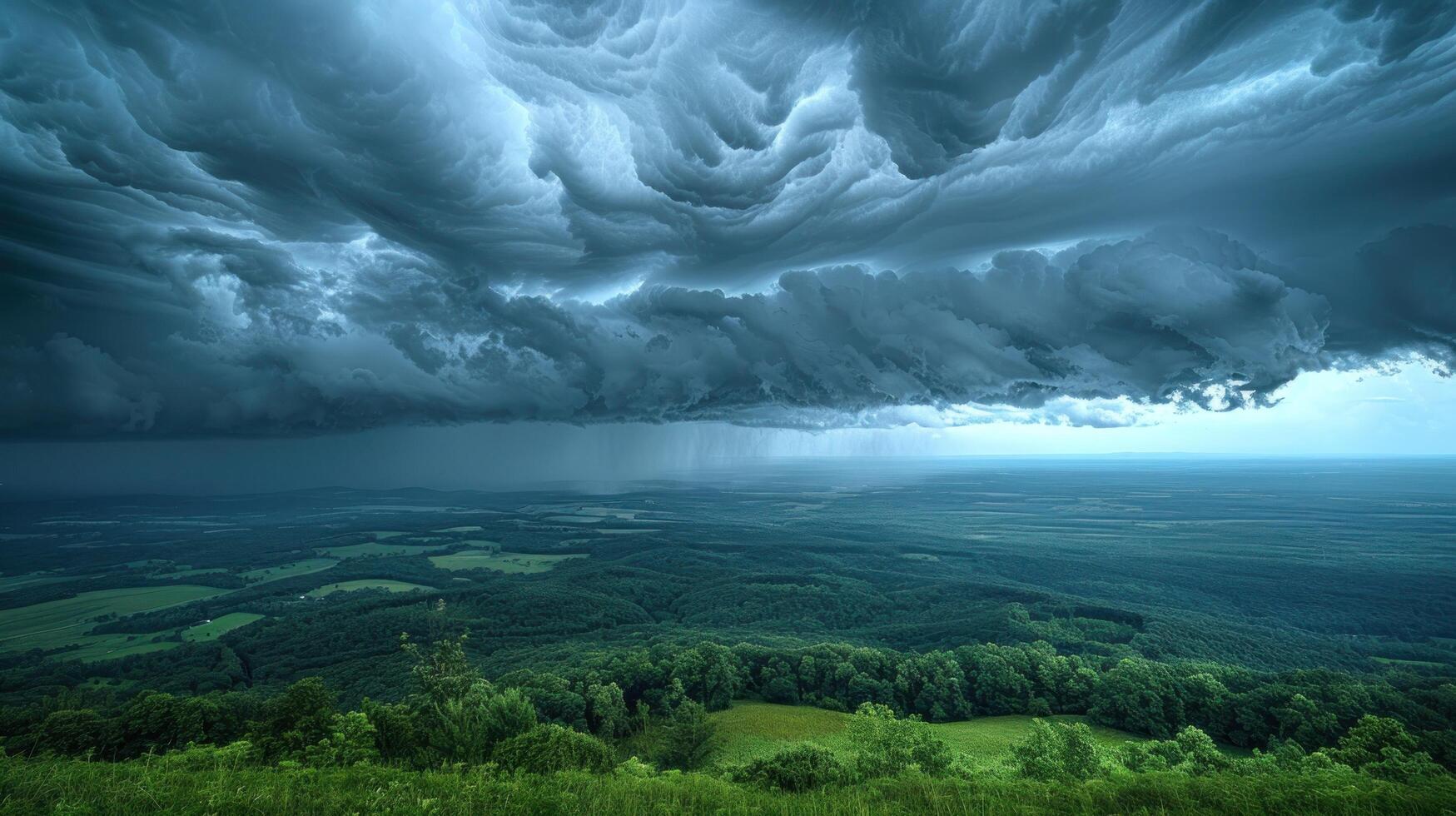 ai generado que se acerca tormenta terminado Oceano foto