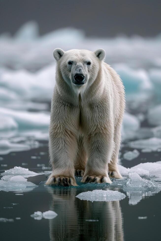 AI generated Polar Bear Standing on Ice photo