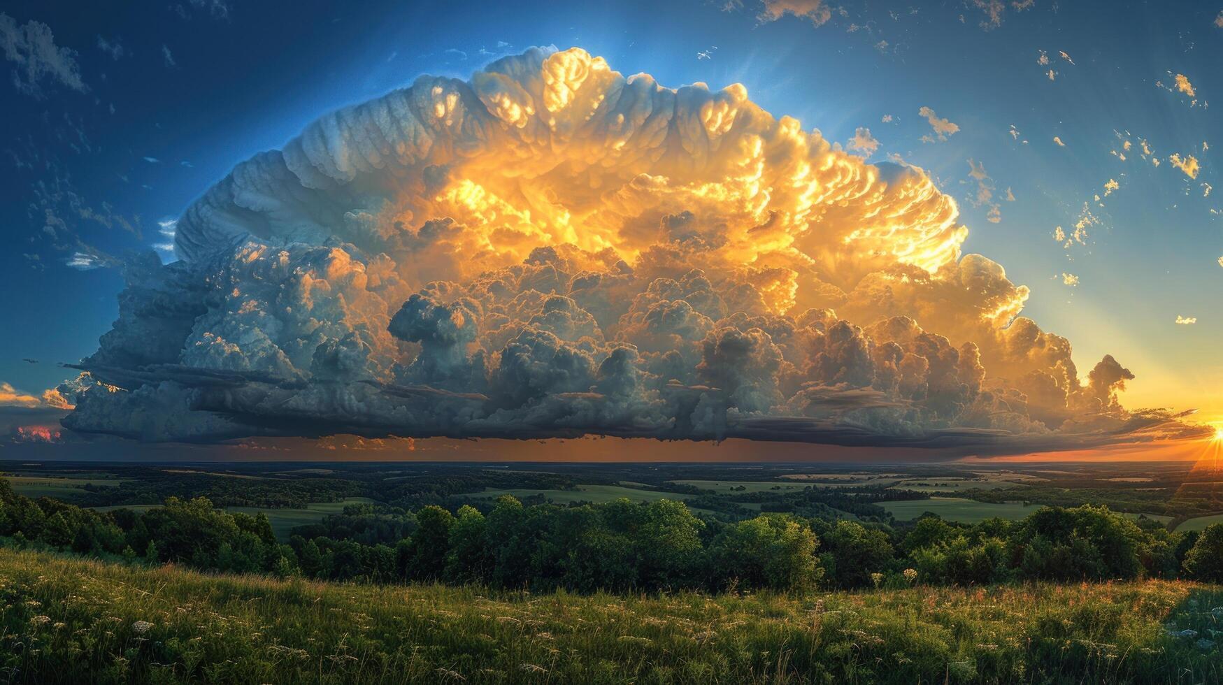 AI generated Large Cloud in Sky at Sunset photo