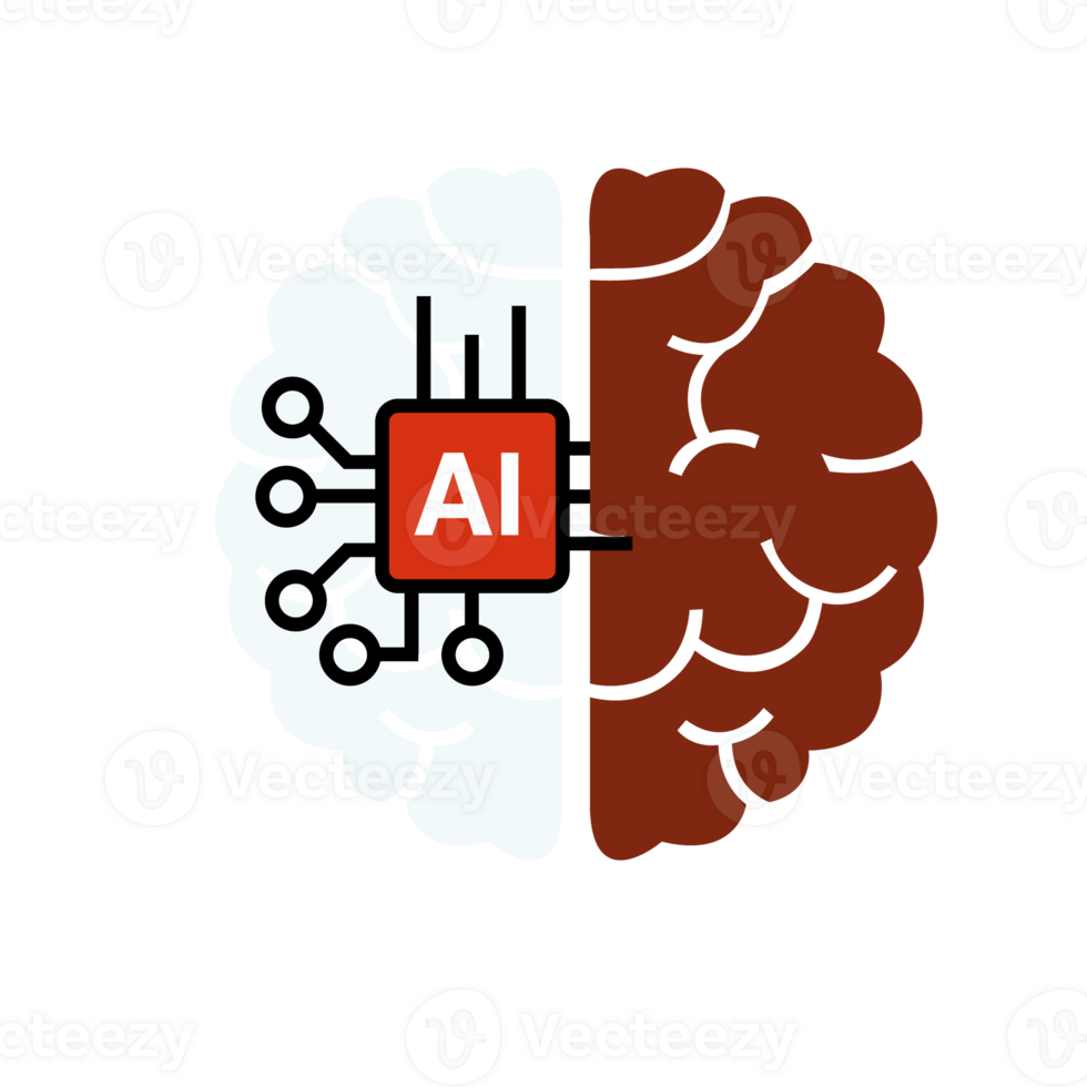 Human head tech icon, AI chip technological brain, Artificial intelligence, Simple flat design symbol png