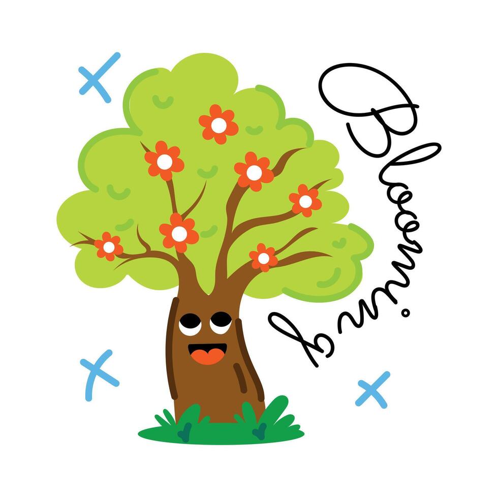 Trendy Blooming Tree vector