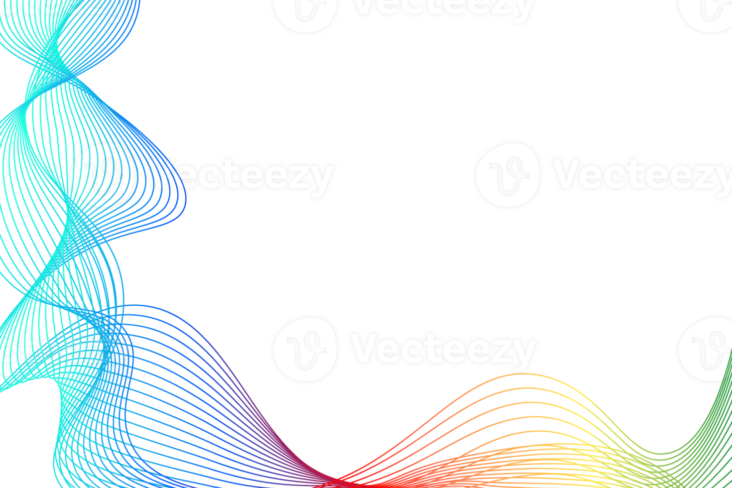 Frame of abstract multicolored wavy lines isolated on transparent background png