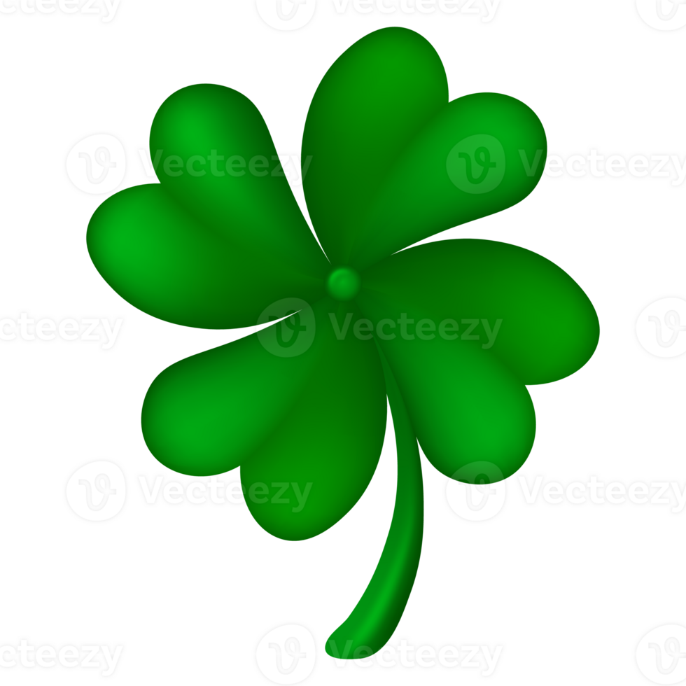 3d four-leaf clover isolated on a transparent background. PNG