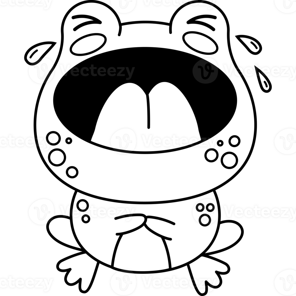 Poor crying frog. Outline animal png
