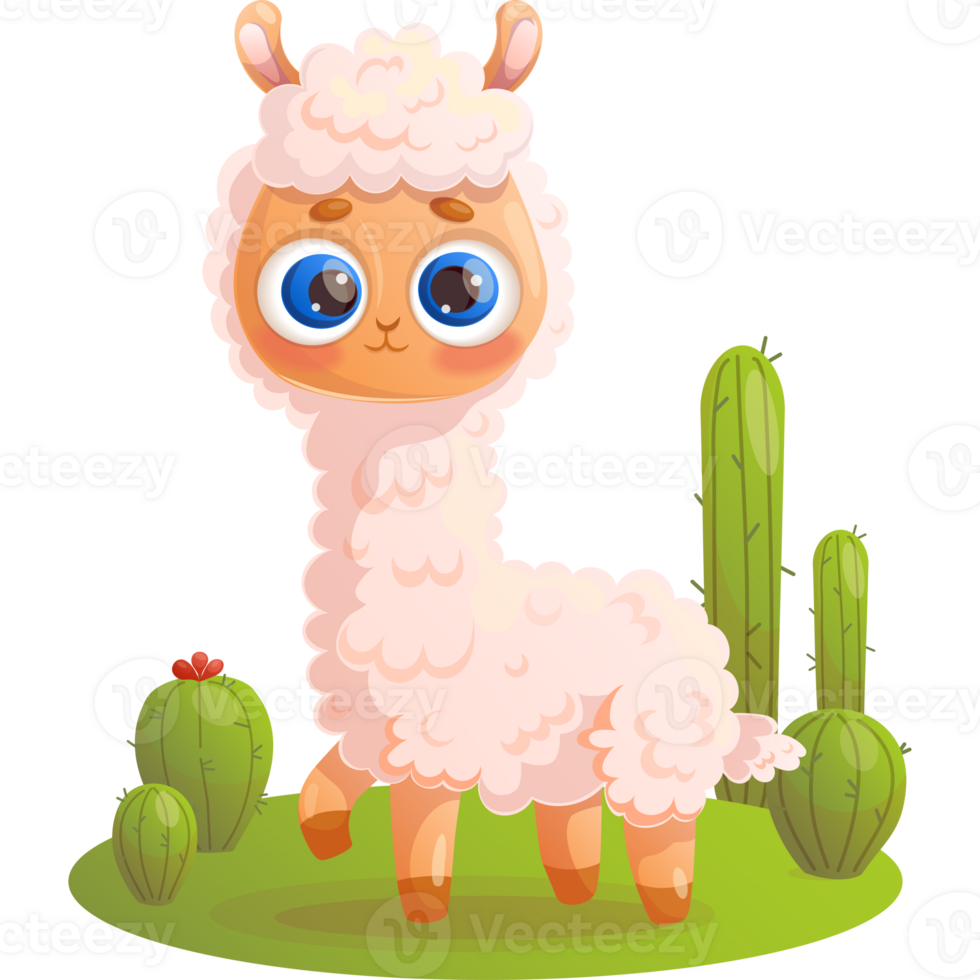 Llama alpaca   with cactus png