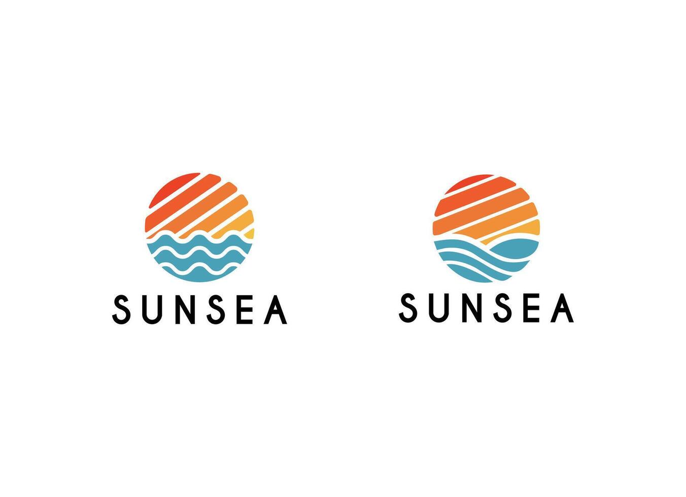 Summer beach coast island logo, sunset island nature logo design vector