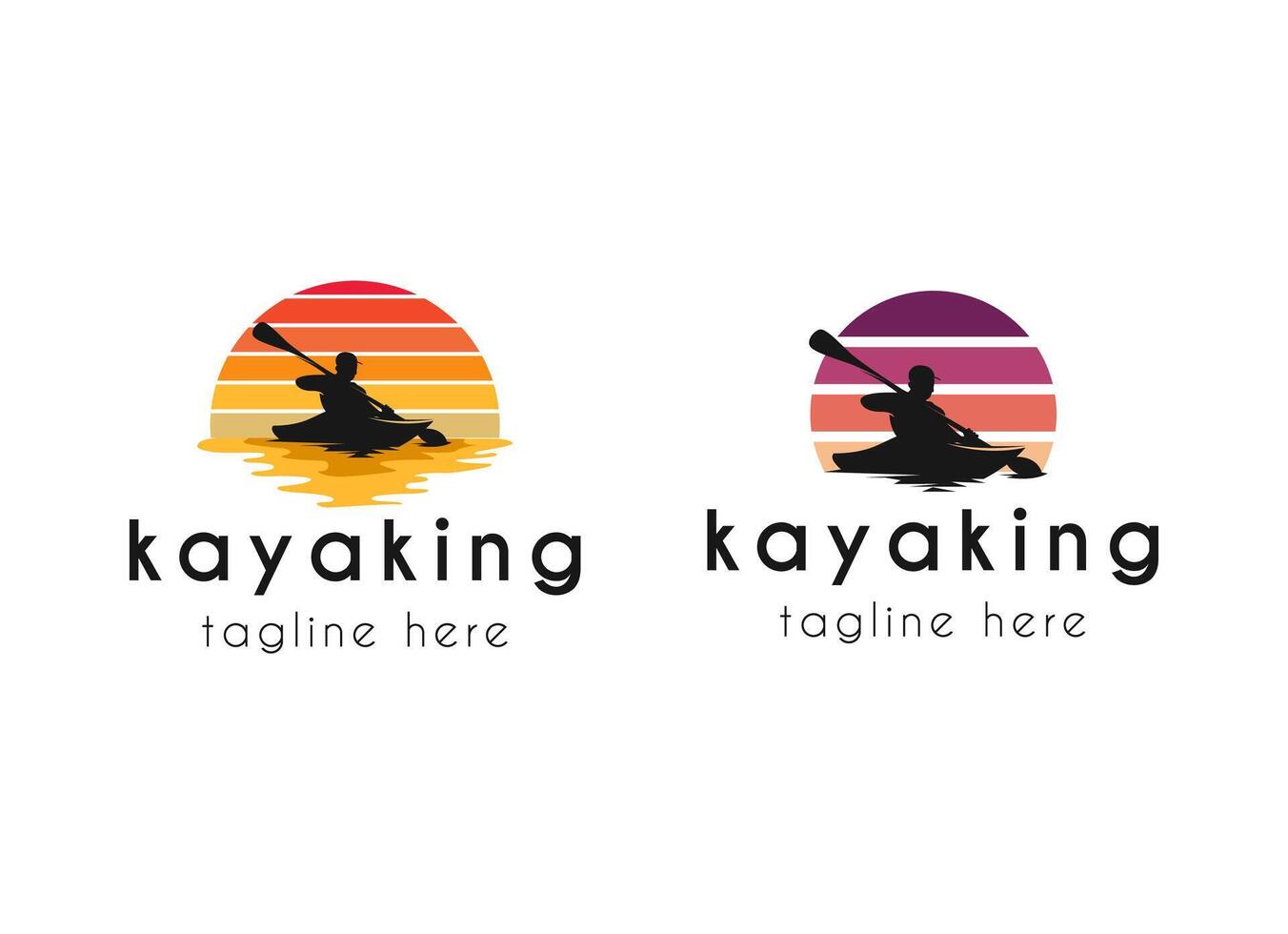 Kayak boat paddle pedal, silhouette of river stream kayaker logo design vector