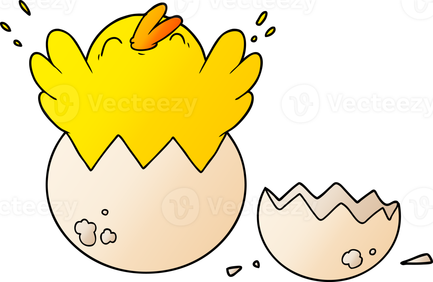 cartoon chick hatching from egg png