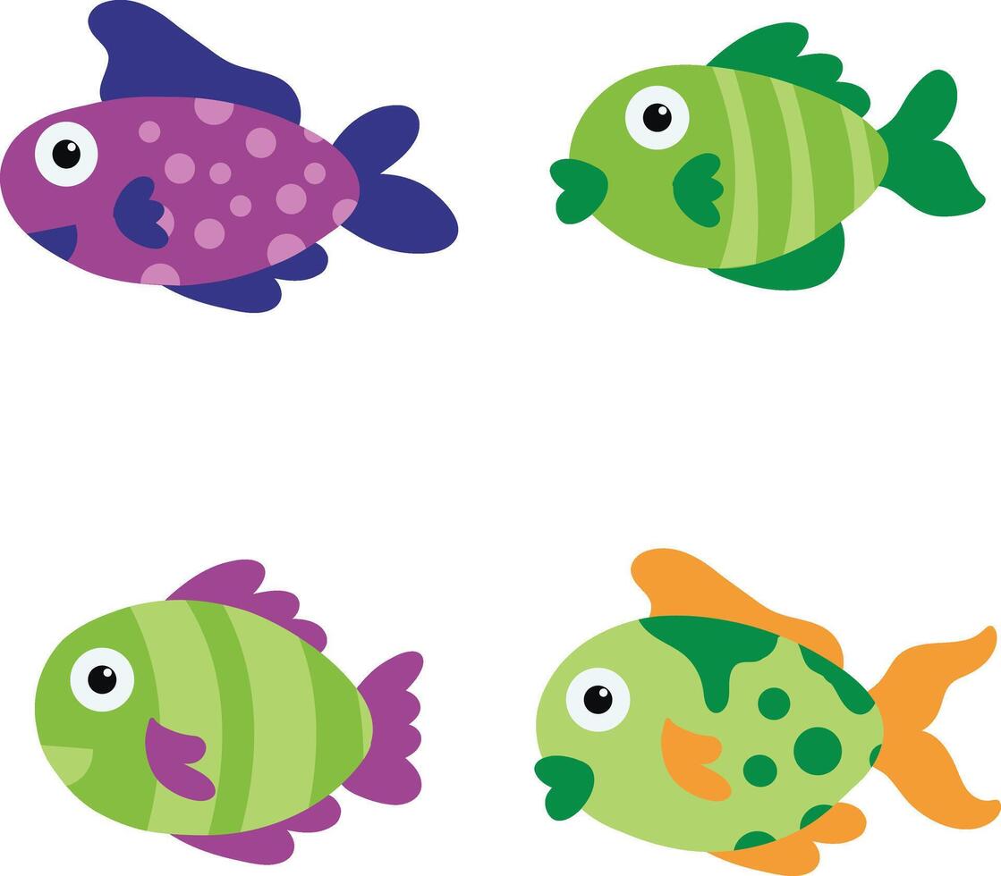 adorable pescado ilustración. plano dibujos animados diseño y formas aislado en blanco antecedentes vector