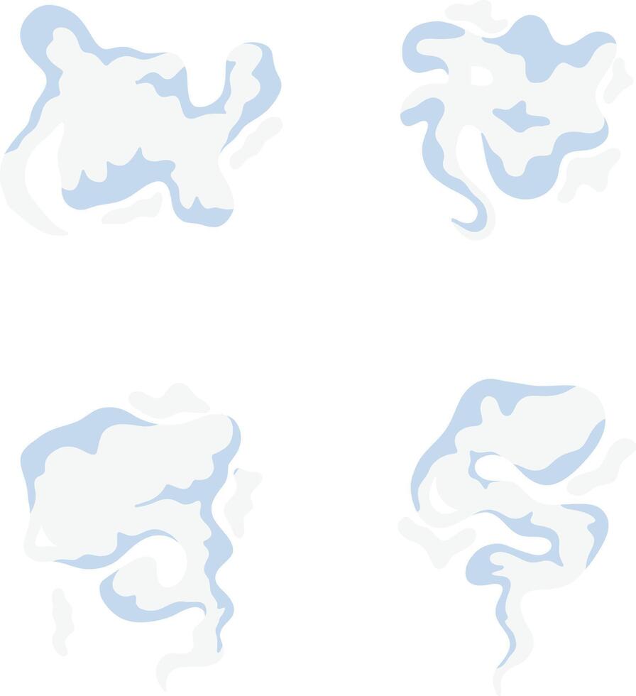 Collection of Cartoon Smoke Cloud. In Different Shapes. Isolated Vector Illustration.