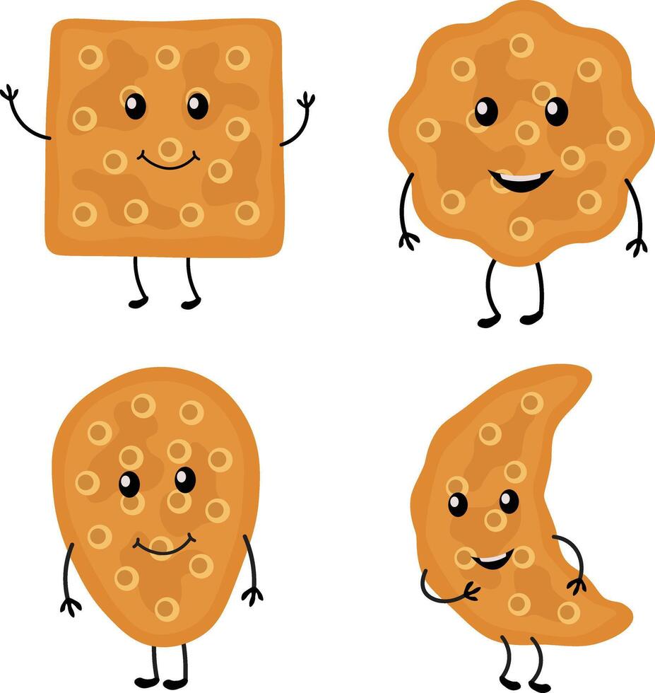 mundo Galleta icono recopilación. plano dibujos animados personaje. aislado en blanco antecedentes vector